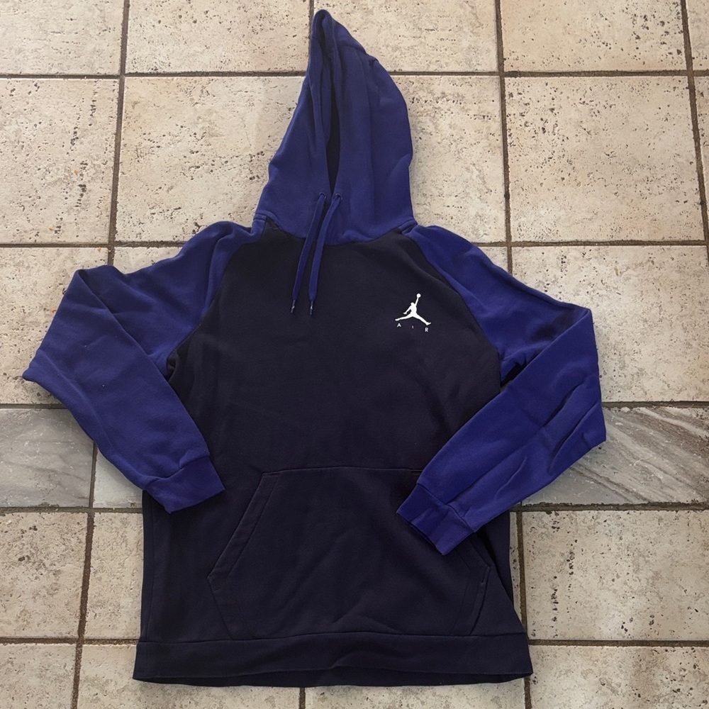 Air Jordan Blue and Black Hoodie with Logo